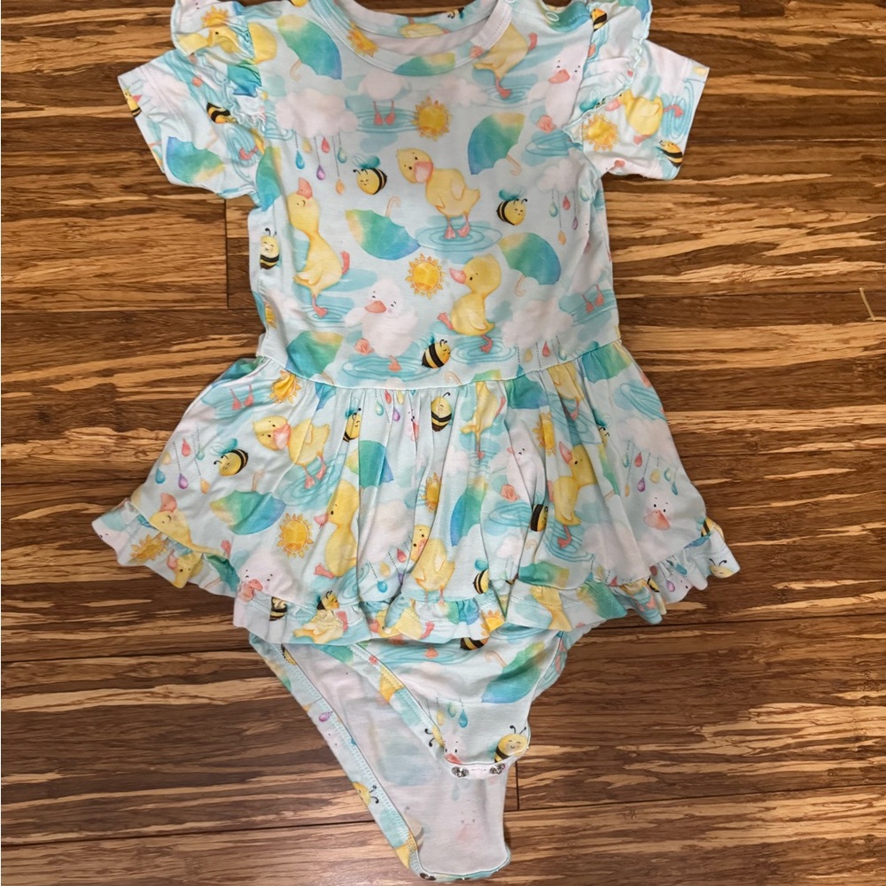 Adorable Duck Print Baby Romper